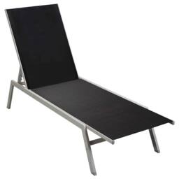 Berkfield Home Sun Lounger Steel & Textilene Black - thumbnail 3