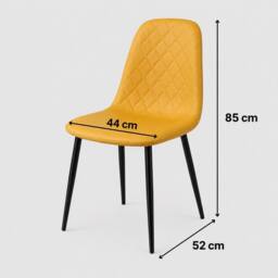 KOSY KOALA Modern Dining Table with 4 Mustard Gem pattern Faux Leather Chairs - thumbnail 7
