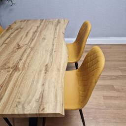 KOSY KOALA Modern Dining Table with 4 Mustard Gem pattern Faux Leather Chairs - thumbnail 4