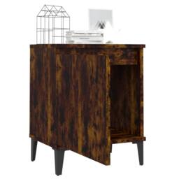 Berkfield Home Bed Cabinets with Metal Legs 2 pcs Smoked Oak 40x30x50 cm in Brown - Size: 40 x 30 x 50 cm - thumbnail 4