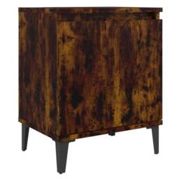 Berkfield Home Bed Cabinets with Metal Legs 2 pcs Smoked Oak 40x30x50 cm in Brown - Size: 40 x 30 x 50 cm - thumbnail 5