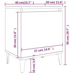 Berkfield Home Bed Cabinets with Metal Legs 2 pcs Smoked Oak 40x30x50 cm in Brown - Size: 40 x 30 x 50 cm - thumbnail 9