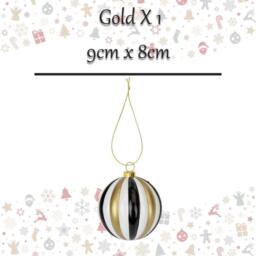 VFM e-Store Christmas Hanging Ball Decoration 9cm x 8cm Gold X 1 - Size: 9 cm x 8 cm - thumbnail 2