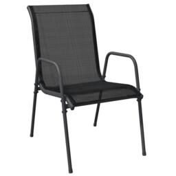 Berkfield Home 3 Piece Garden Dining Set Black Steel & Textilene - thumbnail 3