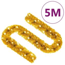 Berkfield Home Christmas Garland with LED Lights 5 m Gold - thumbnail 8