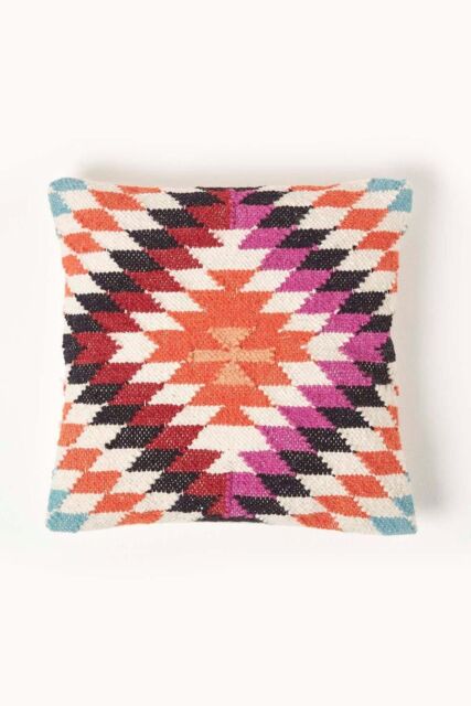 Homescapes Handwoven Kilim Cushion with Feather Filling in Orange - Size: 45 cm x 45 cm - image 1