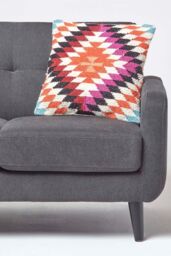 Homescapes Handwoven Kilim Cushion with Feather Filling in Orange - Size: 45 cm x 45 cm - thumbnail 3