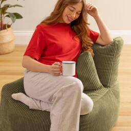 icon Noa Bean Bag Recliner, Jumbo Cord in Green - thumbnail 7
