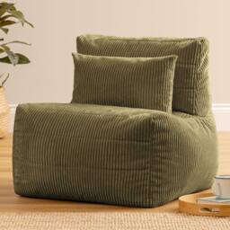 icon Noa Bean Bag Recliner, Jumbo Cord in Green - thumbnail 1