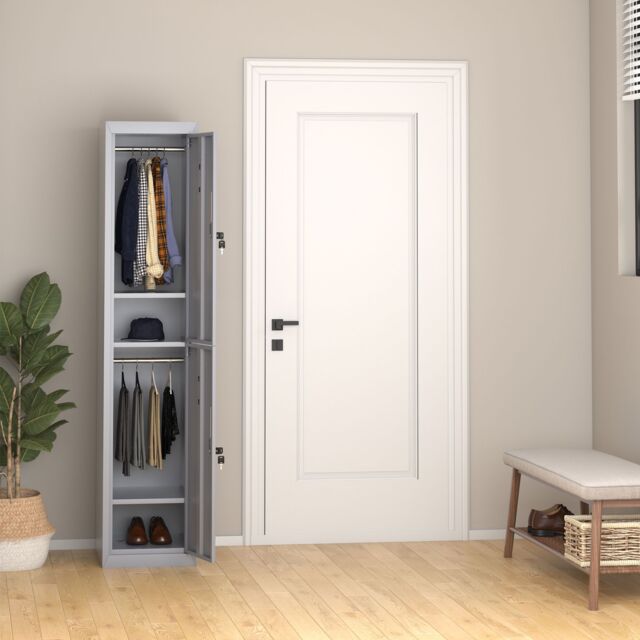 VINSETTO 1.8m Locker Office Cabinet Storage Cold Rolled Steel Storage Shelves in Grey - image 1