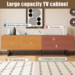 Merax 180cm Natural Wood Effect TV Unit with Drawers & Cupboard - thumbnail 7