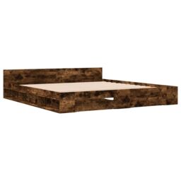 Berkfield Home Bed Frame with Drawers without Mattress Smoked Oak 180x200 cm Super King in Brown - thumbnail 3