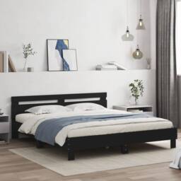 Berkfield Home Durable Bed Frame without Mattress Black 180x200 cm Super King - thumbnail 2