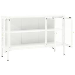 Berkfield Home Sideboard White 105x35x70 cm Steel & Glass - Size: 105 x 35 x 70 cm - thumbnail 6