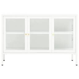Berkfield Home Sideboard White 105x35x70 cm Steel & Glass - Size: 105 x 35 x 70 cm - thumbnail 3