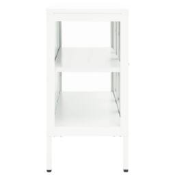 Berkfield Home Sideboard White 105x35x70 cm Steel & Glass - Size: 105 x 35 x 70 cm - thumbnail 4