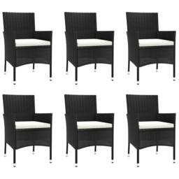 Berkfield Home Beautiful 7 Piece Garden Dining Set with Cushions Black Poly Rattan - thumbnail 4
