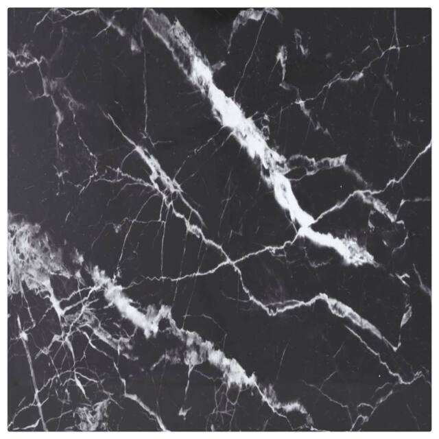 Berkfield Home Table Top Black 50x50 cm 6 mm Tempered Glass with Marble Design - image 1