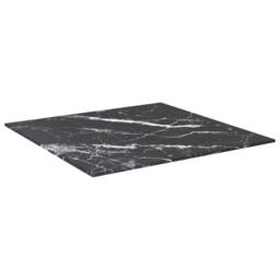 Berkfield Home Table Top Black 50x50 cm 6 mm Tempered Glass with Marble Design - thumbnail 2