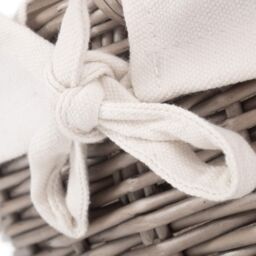 Red Hamper Cotton Lined Antique Wash Shopping Basket in White - Size: Large - thumbnail 5