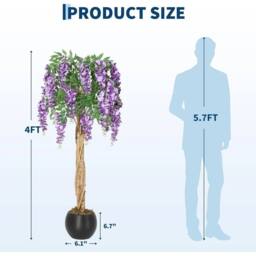 VOGREX 4FT Artificial Purple Blossom Tree Lifelike Faux Plant Mossy Boughs - thumbnail 2