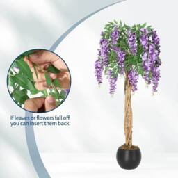 VOGREX 4FT Artificial Purple Blossom Tree Lifelike Faux Plant Mossy Boughs - thumbnail 3