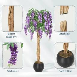 VOGREX 4FT Artificial Purple Blossom Tree Lifelike Faux Plant Mossy Boughs - thumbnail 5