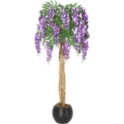 VOGREX 4FT Artificial Purple Blossom Tree Lifelike Faux Plant Mossy Boughs - thumbnail 1