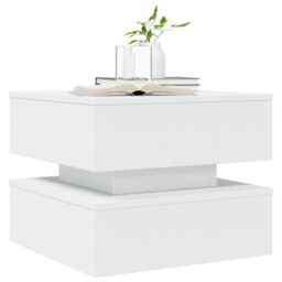 Berkfield Home Coffee Table with LED Lights White 50x50x40 cm - Size: 50 x 50 x 40 cm - thumbnail 6