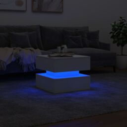 Berkfield Home Coffee Table with LED Lights White 50x50x40 cm - Size: 50 x 50 x 40 cm - thumbnail 5