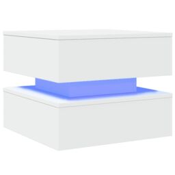Berkfield Home Coffee Table with LED Lights White 50x50x40 cm - Size: 50 x 50 x 40 cm - thumbnail 3