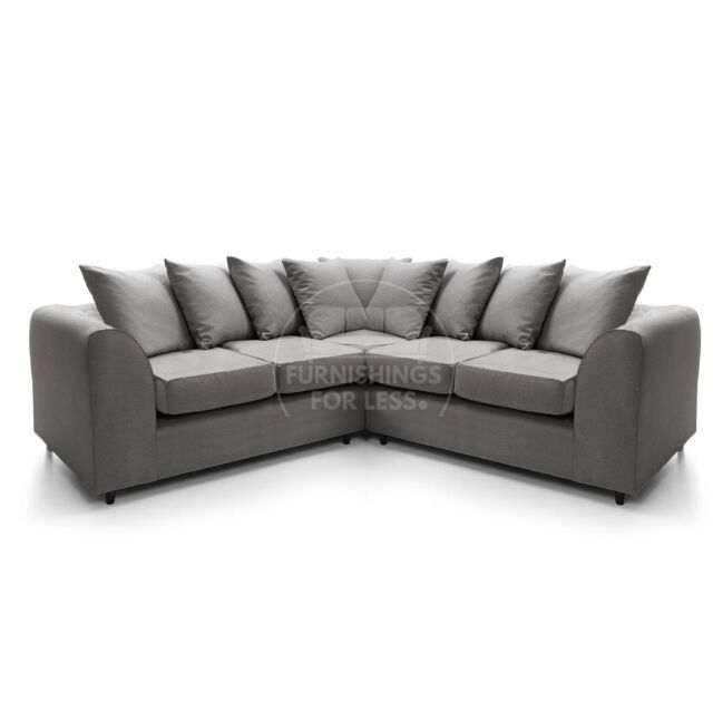 Furnishings For Less UK Casper 5 Seater Chenille Fabric Corner Sofa L Shaped 2 Corner 2 - Scatter Back in Grey - image 1