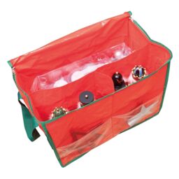 mysmartbuy Storage Bag with Side Pouch, Carry Handles, Zipper & 3 Compartments - Store Clothes, Festive Christmas Decorations, Toys, Crafts in Red - thumbnail 3