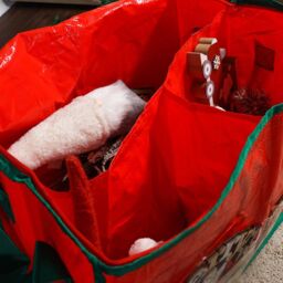 mysmartbuy Storage Bag with Side Pouch, Carry Handles, Zipper & 3 Compartments - Store Clothes, Festive Christmas Decorations, Toys, Crafts in Red - thumbnail 5