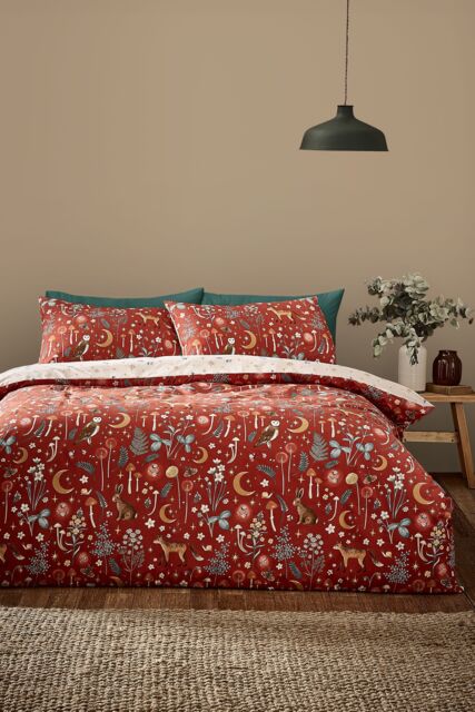 Catherine Lansfield 'Enchanted Twilight Animals' Reversible Duvet Cover Set in Burnt Orange - Size: Single - image 1