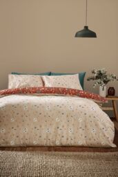 Catherine Lansfield 'Enchanted Twilight Animals' Reversible Duvet Cover Set in Burnt Orange - Size: Single - thumbnail 2