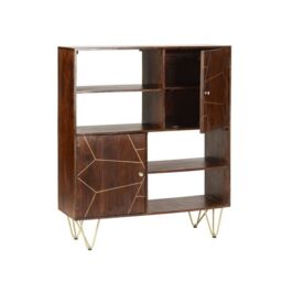 Indian Hub Dark Gold Display Cabinet - Solid Mango Wood - L40 x W120 x H135 cm in Brown - thumbnail 3