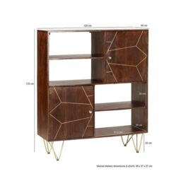 Indian Hub Dark Gold Display Cabinet - Solid Mango Wood - L40 x W120 x H135 cm in Brown - thumbnail 5