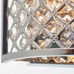 Loops Crystal Cage Wall Light Chrome Glass Shade Modern Twin Bulb Lounge Lamp Fitting in Clear - thumbnail 5