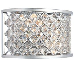 Loops Crystal Cage Wall Light Chrome Glass Shade Modern Twin Bulb Lounge Lamp Fitting in Clear - thumbnail 4