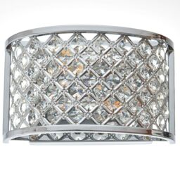 Loops Crystal Cage Wall Light Chrome Glass Shade Modern Twin Bulb Lounge Lamp Fitting in Clear - thumbnail 1