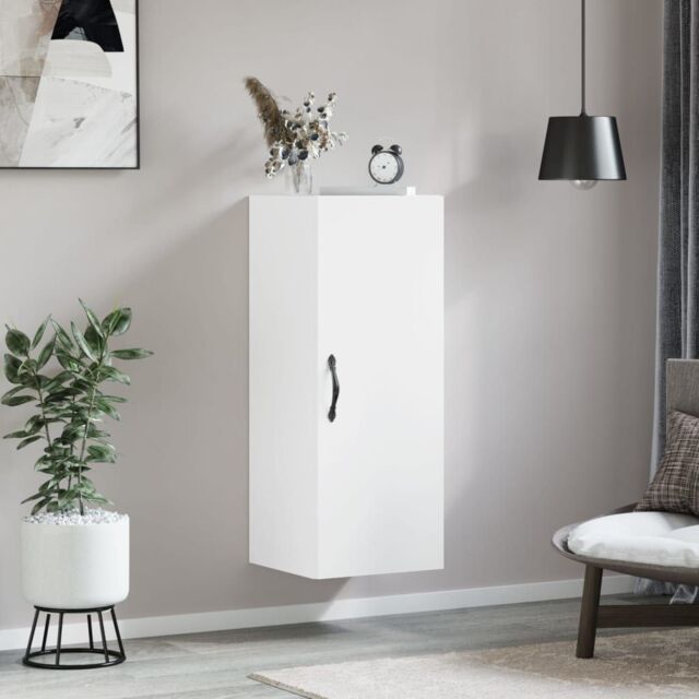 Berkfield Home Wall Mounted Cabinet White 34.5x34x90 cm Engineered Wood - image 1