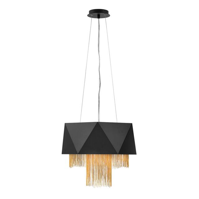 Loops 6 Bulb Ceiling Pendant Light Fitting Satin Black/ Gold LED E27 60W Bulb in Black