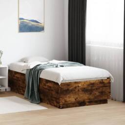 Berkfield Home Bed Frame without Mattress Smoked Oak 90x190 cm Single in Brown - thumbnail 2