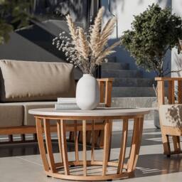 Royalcraft LUCCA 5-Seater Teak-Effect Aluminium Lounging Set with Coffee Table in Natural - thumbnail 6