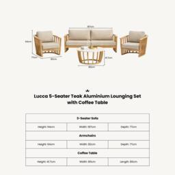 Royalcraft LUCCA 5-Seater Teak-Effect Aluminium Lounging Set with Coffee Table in Natural - thumbnail 9