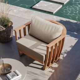 Royalcraft LUCCA 5-Seater Teak-Effect Aluminium Lounging Set with Coffee Table in Natural - thumbnail 7