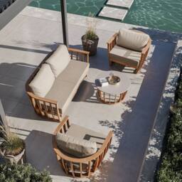 Royalcraft LUCCA 5-Seater Teak-Effect Aluminium Lounging Set with Coffee Table in Natural - thumbnail 5