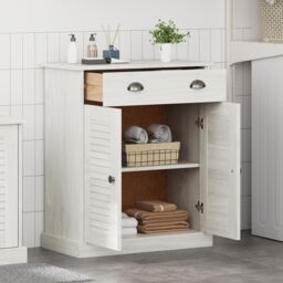 Berkfield Home Bathroom Cabinet White 68 x 34 x 80 cm Solid pine wood - thumbnail 4