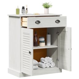 Berkfield Home Bathroom Cabinet White 68 x 34 x 80 cm Solid pine wood - thumbnail 3